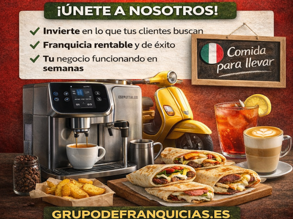 Oferta de Master franquicia productos de Italia, take away y cafeteria, grupodefranquicias.es